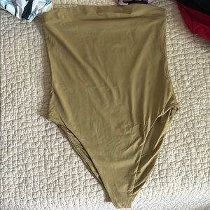 Olive Green Strapless Swimsuit